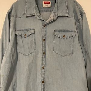Mens XXL wrangler denim shirt